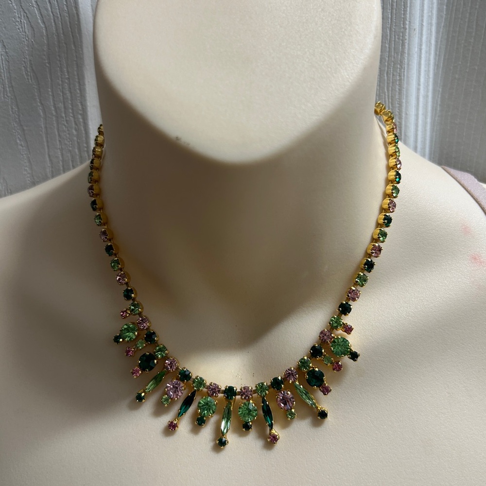 Elegant Green and Pink Necklace Set - Vintage Set